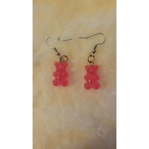 Neon Pink Gummy Bear Earrings